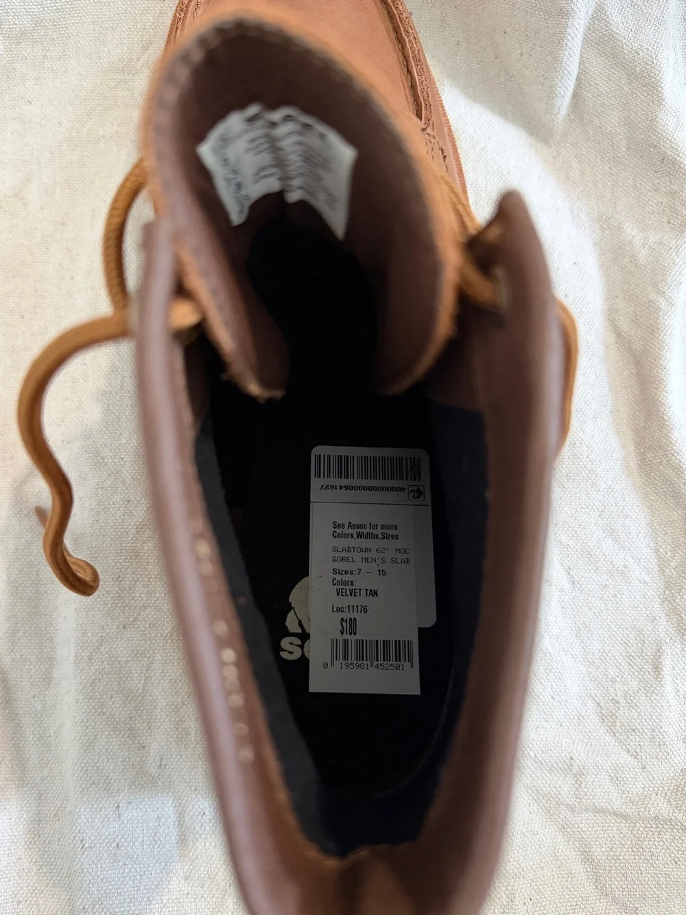 Sorel Slabtown ‘62 Moc Waterproof Leather Boots Men’s Size 10 Velvet Tan NEW